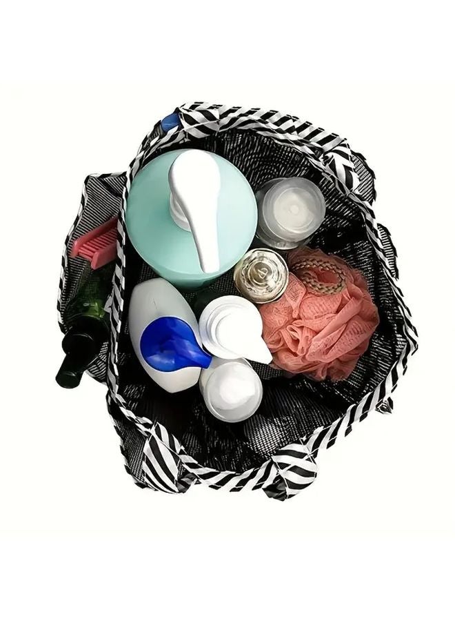 Pure Black Large Travel Toiletry Bag For Women Makeup Organizer Nylon Portable Beach Bag - Image 5